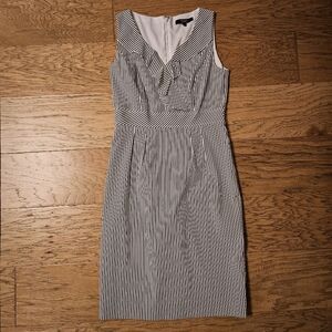 Alex Marie Seerucker Striped Pencil Dress Ruffle Collar Blue White Size 4